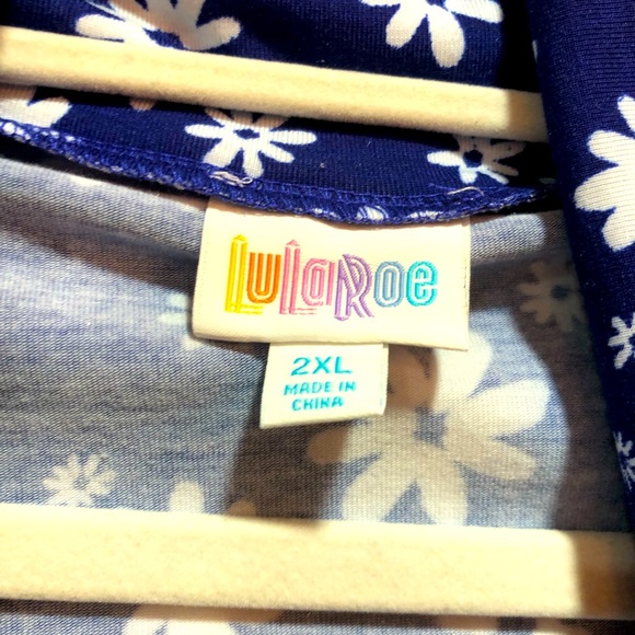 LuLaRoe Olivia Skirt Blue White Floral 2XL NWT - Host Pick - Picture 7 of 9